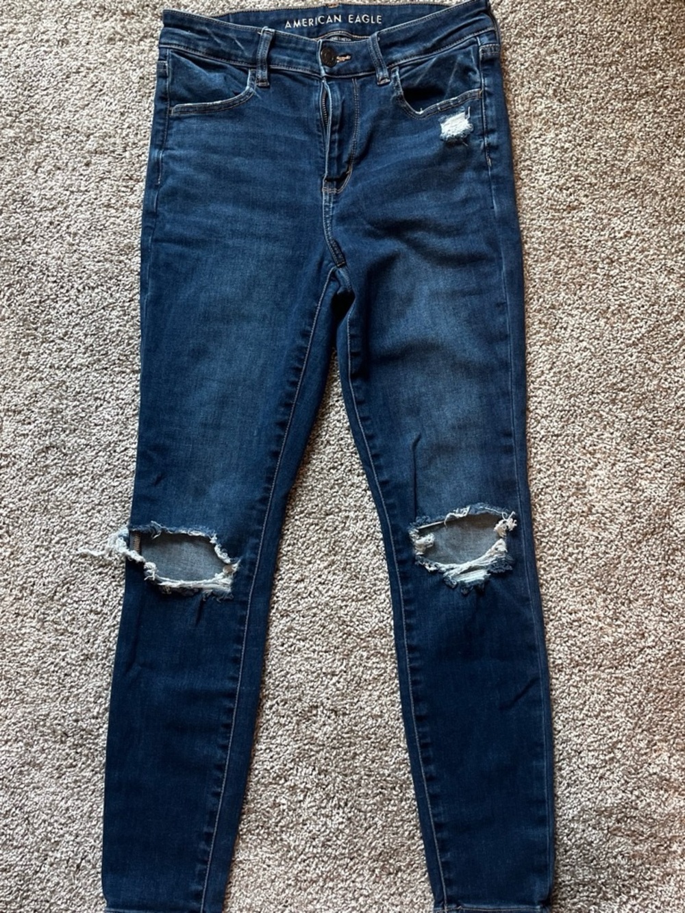American Eagle Outfitters Dark Blue Ripped Skinny Jeans